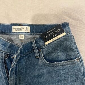 Abercrombie and Fitch Curve Love Ultra High Rise 90s Slim Straight Jean